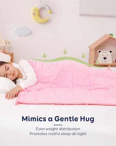 Image of Kivik Weighted Blanket 7 lbs, Small Minky Dotted Blankets, Soft Heavy Blanket Throw, Machine Washable, 41 x 60 Inches Pink