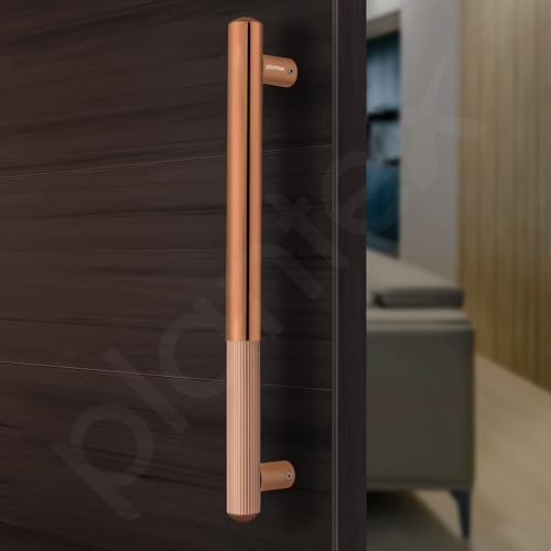 Image of Plantex Door Handle /14 Inch Main Door Handle /Stainless Steel and Aluminium Door Handle /Pull-Push Door Handle /Door Accessories (Pack of 1, Rose Gold)