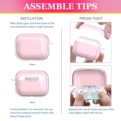 Image of for AirPods Pro 3 Clear Case 2025, Military-Grade Shockproof, Soft TPU Highly Transparent Anti-Yellowing for AirPods Pro 3 Case with Cleaning Kit & Cute Round Buckle, Clear Pink