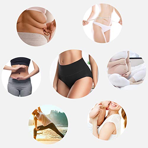 Image of Womens Underwear,Cotton Mid Waist No Muffin Top Full Coverage Brief Ladies Panties Lingerie Undergarments for Women Multipack