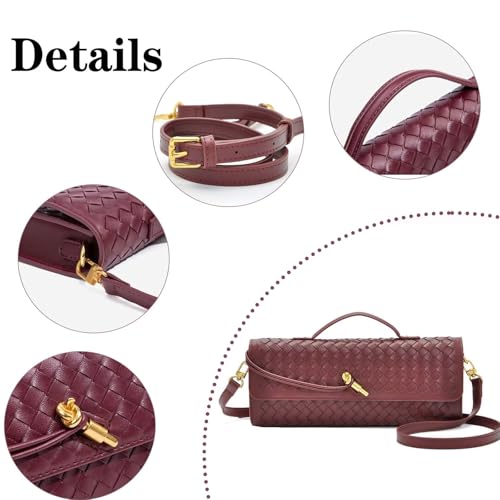Handmade Woven Evening Bag for Women Casual Clutch Purse Leather Shoulder Handbag Fashion Crossbody Bag4