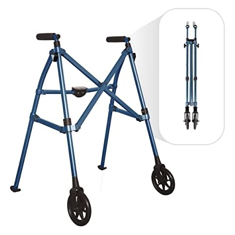 Able Life Space Saver Walker, Faltbar Verstellbare Gehrahmen mit Vorderrädern für Senioren, Gehhilfe mit Festen Rädern, Kobaltblau Cover