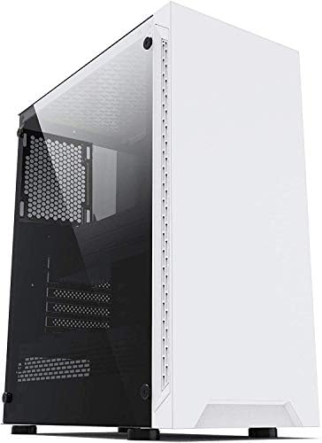 iONZ KZ08 PC ARCTIC WHITE MIDI TOWER COMPUTER CASE M/ATX ATX TEMPERED GLASS WITH 1 FRGB FAN