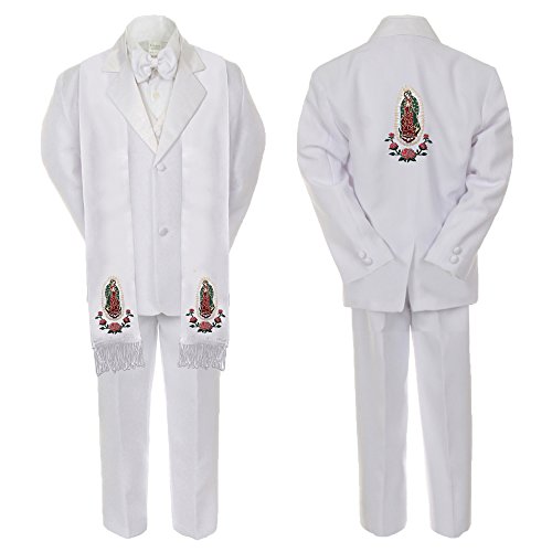 Image of New Born Baby Boy Teen Christening Suit Gold Virgin Mary on Stole & Back SM-20