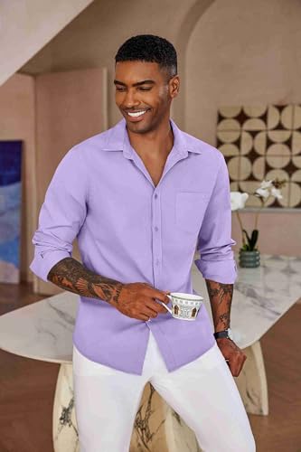 COOFANDY Men's Button Down Long Sleeve Shirt Casual Untucked Dress Shirt Regular Fit Wedding Shirts3