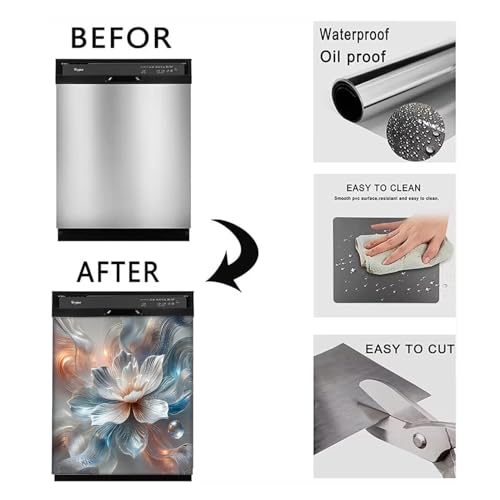 Image of BVBOX Dishwasher Magnet Cover 23 inchx26 inch, Reusable Magnetic Refrigerator Covers, Decorative Magnets Cover Fridge Door Skin Panel Stickers for Home Kitchen Appliance
