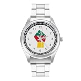Reloj de pulsera minimalista para hombre con diseño de bandera de Camerún, de acero inoxidable, de cuarzo, con cronógrafo