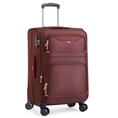 Image of ROPLUS Softside Expandable Luggage with 4 Spinner Wheels, Durable Checked-Luggage Suitcase (Coffee, 25-Inch)