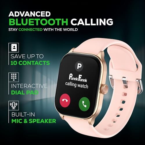 Image of PunnkFunnk NovoLux HD Display Smartwatch for Men & Women Answer /Make Calls, Heart Rate Monitor, 113+ Sports Modes, Step Counter, IP68 Waterproof, Compatible with Android & iOS(Pink)