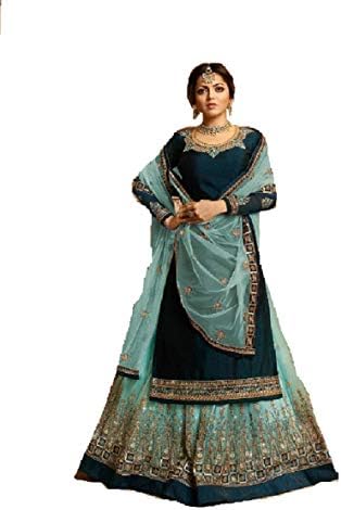 Delisa Indian/Pakistani Ethnic wear Georgette Straight Salwar Kameez for womens (Blue, SMALL-38)