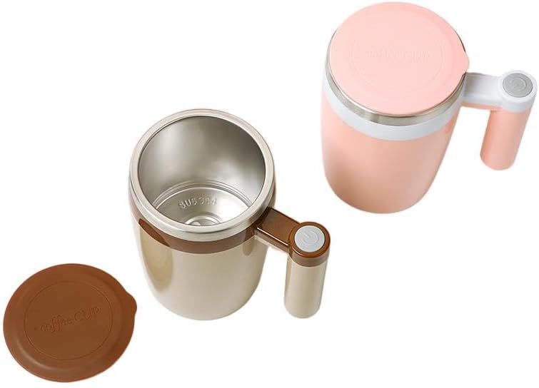 Automatic Stirring Coffee Mug with Magnetic Rotation, 304 Stainless Steel, 380ml Self-Mixing Cup with Lid