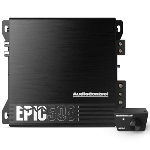 AudioControl EPIC500 Monoblock Amplifier Car Audio 500W RMS, Compact Class D Subwoofer Amplifier, Low Pass & Subsonic Filter, Epic Boost Bass Equalizer, Includes Bass Knob for Amp, Epicenter Link