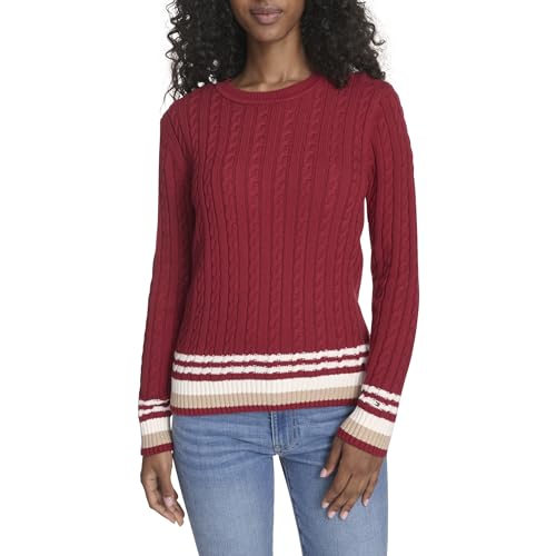 Image of Tommy Hilfiger Women's Cotton Crewneck Cable Sweater