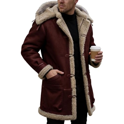 Per una vestibilità ottimale, tieni presente che questa giacca veste piccola; ti consigliamo di scegliere 2-3 taglie in più rispetto alla tua taglia abituale. Questi cappotti in shearling da uomo sono progettati per offrire una vestibilità comoda sopra altri strati, garantendo libertà di movimento e un isolamento superiore.