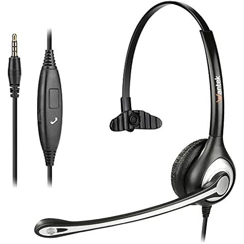 Mobile Phone Headset with Microphone Noise Cancelling & Call Controls, 3.5mm Computer Headphone for iPhone PC Laptop Skype Softphone Business Call Center Office, Clear Chat, Ultra Comfort Cover