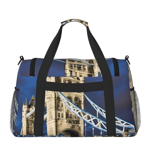 Tower Bridge in London Print Stylish Foldable Carry On Tote with Waterproof Zipper for Weekend Getaways Bag2