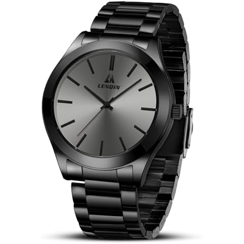 LN LENQIN Montre Homme Acier Inoxydable Cover