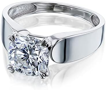 Cushion Cut Moissanite Solitaire Engagement Ring 2 ctw 14K White Gold