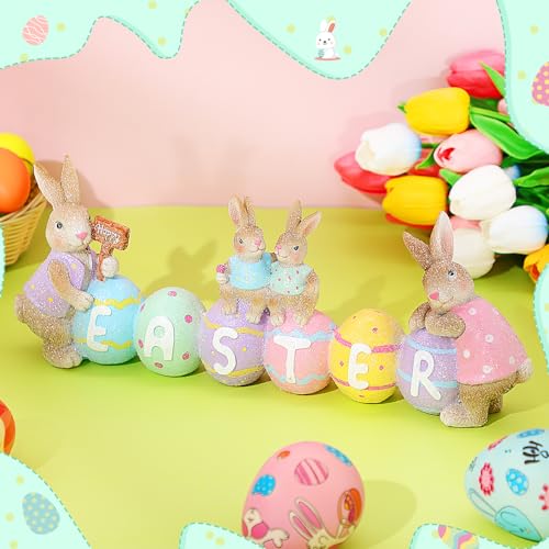 Large-Easter-Table-Decorations-13-x-59-x-2-Inch-Bunny-with-Egg-Figurines-Jumbo-Easter-Spring-Sculpture-Glitter-Cute-Bunny-Colorful-Egg-Centerpiece-for-Home-Indoor-Easter-Tabletop-Decoration Large Easter Table Decorations 13 x 59 x 2 Inch Bunny with Egg Figurines Jumbo Easter Spring Sculpture Glitter Cute Bunny Colorful Egg Centerpiece for Home Indoor Easter Tabletop Decoration