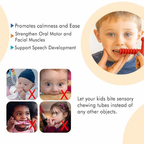 Image of B-Arm Chewy Tube- Spiral Design (Red)| Chewing Tube for ADHD, Autism & Sensory Disorder| Upgraded Design for Oral Stimulation| Teether Toy for Children & Adults (Moderate Chewers)