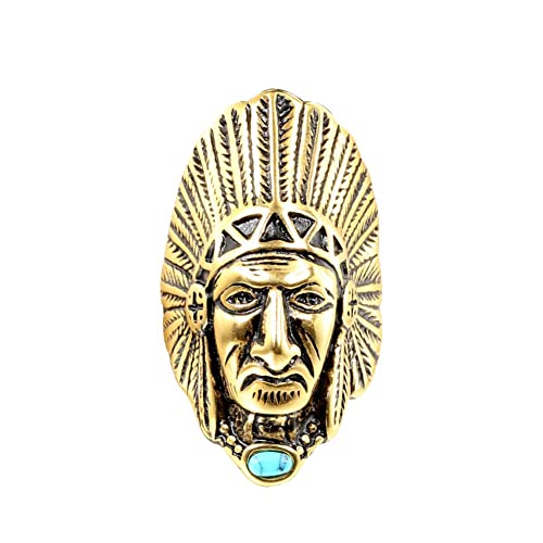Image of HIJONES Unisex Stainless Steel Indian Chief Tribe Ring