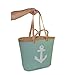 Frau WUNDERVoll® TASCHE TÜRKIS, ANKER, Tragegriffe und Schultergurt in heller Lederoptik / Ibizakorb, Markttasche, Strandtasche, Beach Bag, Badetasche, Shopper, Umhängetasche, Korbtasche, Strohtasche