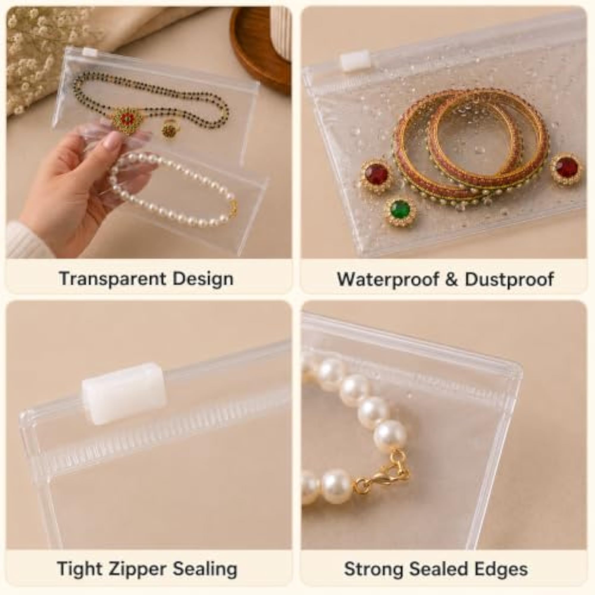 25pcs Transparent Jewellery Storage Pouch, Clear Zip Lock Bags