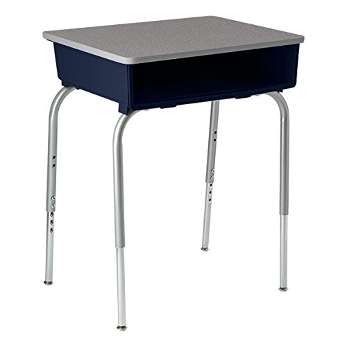 Learniture LNT2200PLGNGRHENV Open Front Desk w/Plastic Book Box, Gray Top, 22"29" Adjustable