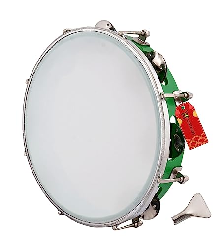 Image of UAPAN Dafli Musical Instrument Dafli /Tambourine 10 inch Hand Percussion Musical Instrument (Green tambourine)