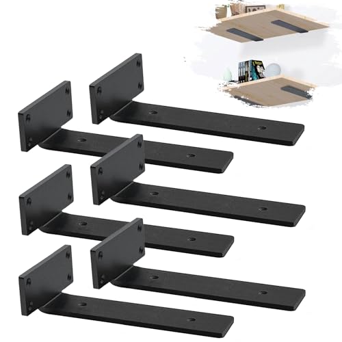 MLOQI 6 Soporte Estanteria Pared, Soporte Balda Flotante, Escuadras Para Estanterias, Escuadras Metalicas, 0,5 cm de Espesor, Soporte Baldas Pared Industrial 30 cm