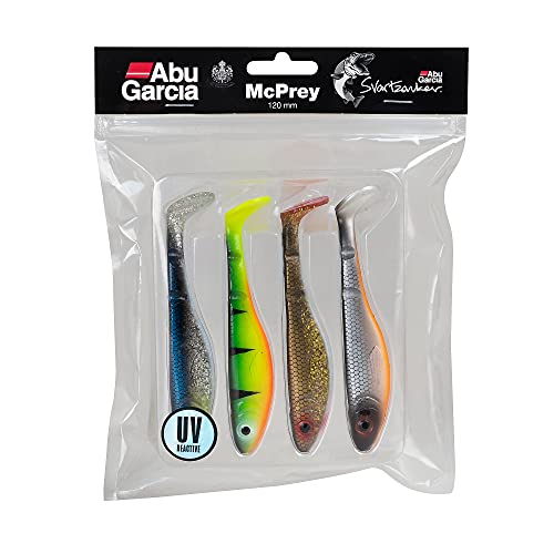Abu Garcia Mcprey Paddle Tail Leurre Souple pour Brochet et Perche - 4 Pack avec des Couleurs Différentes pour la Pêche des Carnassiers au Leurre Souple Cover