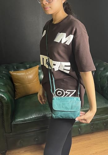 Image of RUSTIC TOWN Leather Sling Bag for Women - Washed Leather Crossbody Bag Wristlet Clutch, Vintage Travel Shoulder Purse Handbags for Ladies
