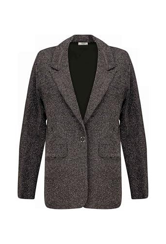 Deeluxe Pestrela - Chaqueta para mujer, color negro, atemporal, efecto brillante, elegante, moderno, corte recto, cuello con solapa, cierre de botones, Negro , S