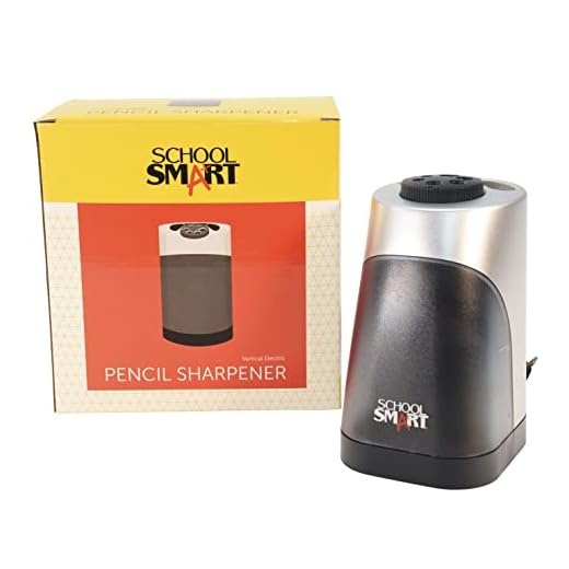 School Smart Vertical Pencil Sharpener, 6 Holes, Electric, Black and Silver