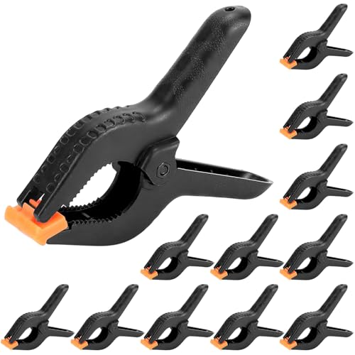 QWORK 12pzs Abrazadera de Resorte Plástico Resistente para Bricolaje, Carpintería, Estudios de Fotografía - 4.5 Pulgada 11.5cm