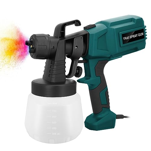 Pistola de Pintura HVLP 700W   Pulverizador Eléctrico con Gran Depósito, Función de Limpieza y Soplado, 4 Boquillas de Cobre, Guantes y Kit de Limpieza   Ideal para Muebles y Armarios