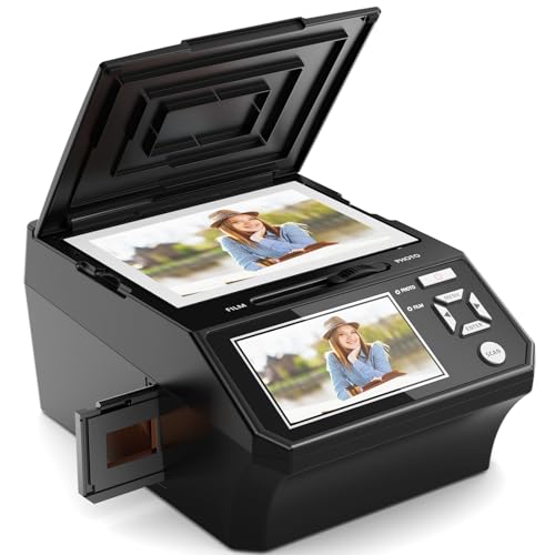 Film & Photo Scanner with 5' LCD Screen, Converts Photo, 135/110 Film Negatives & Slides, Business Card to 22MP Digital Photos, 8GB SD Card Included