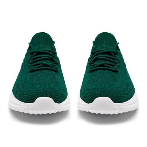 Image of DLWKIPV Running Shoes for Men Casual Slip on Tennis Walking Sneakers Lightweight Breathable Mesh Fashion Gym Athletic Sports Workout Non Slip Trainers Dark Green W Size 6.5