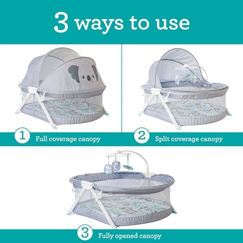 Image of Infantino Sweet Dreams Fold & Go Bedside Bassinet, Lightweight Portable Baby Sleeping Bed, Quick Fold and Easy to Carry, Adjustable Canopy, Indoor and Outdoor Crib for Bebies