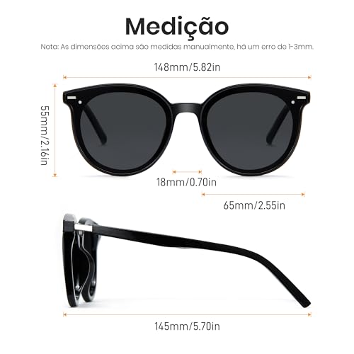 Cyxus Óculos de Sol Feminino, Óculos de Sol Polarizados para Mulheres Óculos de Sol Masculinos Prote