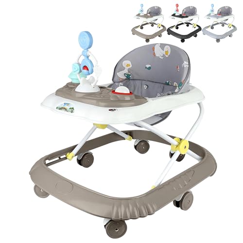 XUANYU Andador Bebé con Estación de Juego, Carretilla de Despertar Caminar, Caminar Andadores para 6-36 Meses Niños y Niñas (Khaki)