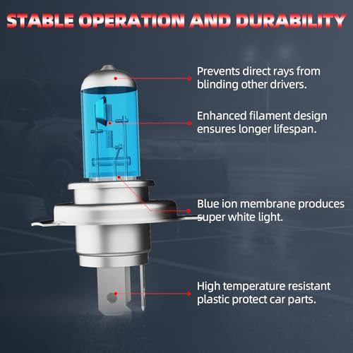 Image of Light Bulbs Fit For Ford Escape 2001-2004,9003 High Low Beam High Performance Halogen Headlight Bulb Combo, 6000K White Light, Pack of 2