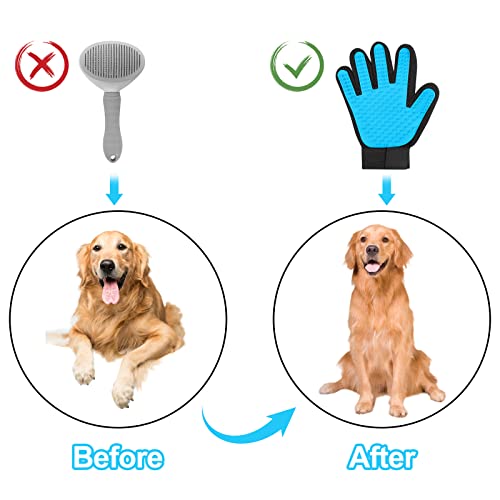 Fousenuk 1 Paar Fellpflegehandschuh, Fellpflege Handschuh aus Silikon mit Verstellbarem Klettverschluss Handschuhe für Hunde und Katzen, Katzenhandschuh für Deshedding, Baden, und Massieren