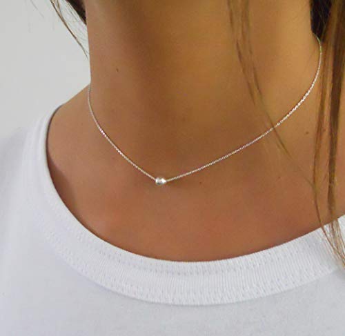Annika Bella Choker Necklace for Women, Length 13-16 Inches, Sterling Silver/Gold Everyday Necklaces, Ball Bead Charm Chokers2