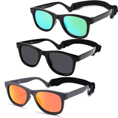 Image of GLARDEFE Polarized Baby Sunglasses with Strap - Unbreakable Infant Sunglasses for Newborn Toddler Boys Girls Age 0-12 Months