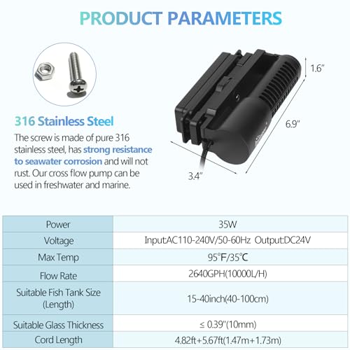 Image of hygger Wave Maker For Aquarium, Magnetic DC 24V 35W Aquarium Powerhead,2640GPH Adjustable Cross Flow Pump with LED Display Controller, Wavemaker For Freshwater Marine Reef Aquariums 85-160 Gallon