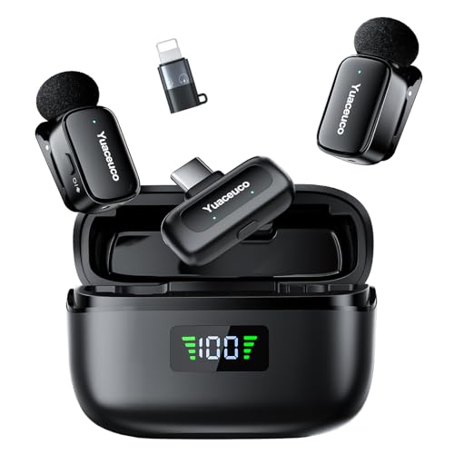 Image of Mini Wireless Microphone for iPhone Android Tablets | with Noise Reduction, 30h Charging Case, 3 Voice Changer, Plug & Play Mini Mic for iPhone Vlogging, Video Recording, Podcast