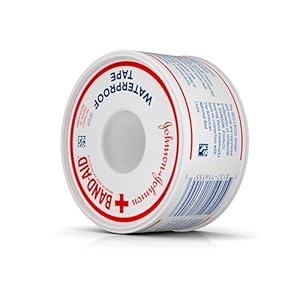 Band-Aid Brand First Aid Water Block 100% Waterproof Self-Adhesive Tape Roll for Durable Wound Care to Firmly Secure Bandages, 1 in by 10 yd