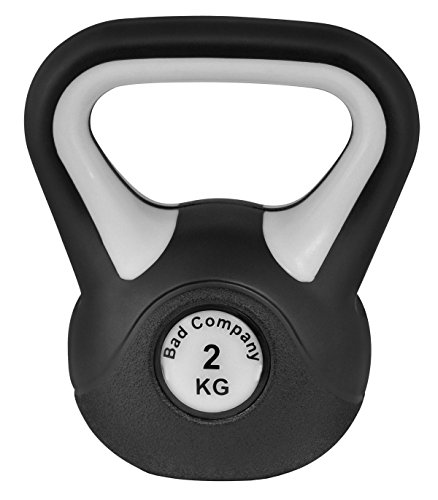 Bad Company Kettlebell I Kugelhantel aus Kunststoff I Schwunghantel Workout in verschiedenen Gewichtsstufen I 2 kg (Black & White)