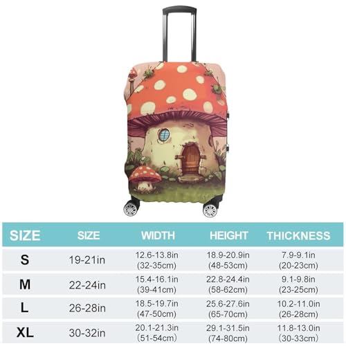 Cute Mushroom House Luggage Cover, Washable Elastic Suitcase Cover Protector Fit 18-32 Inch Luggage2